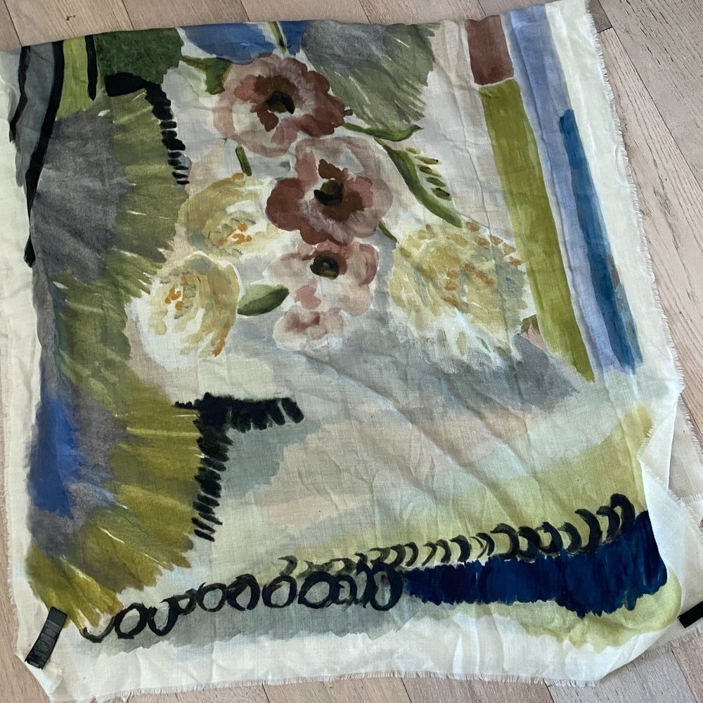 Burberry Prorsum Watercolor Floral Cashmere Scarf
